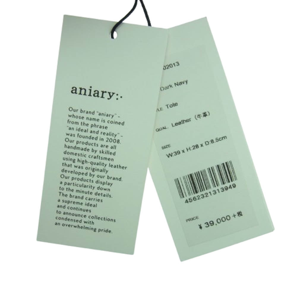 aniary アニアリ 01-02013 Antique Leather アルティザンレザー トートバッグ ビジネスバッグ ダークネイビー系【新古品】【未使用】【中古】