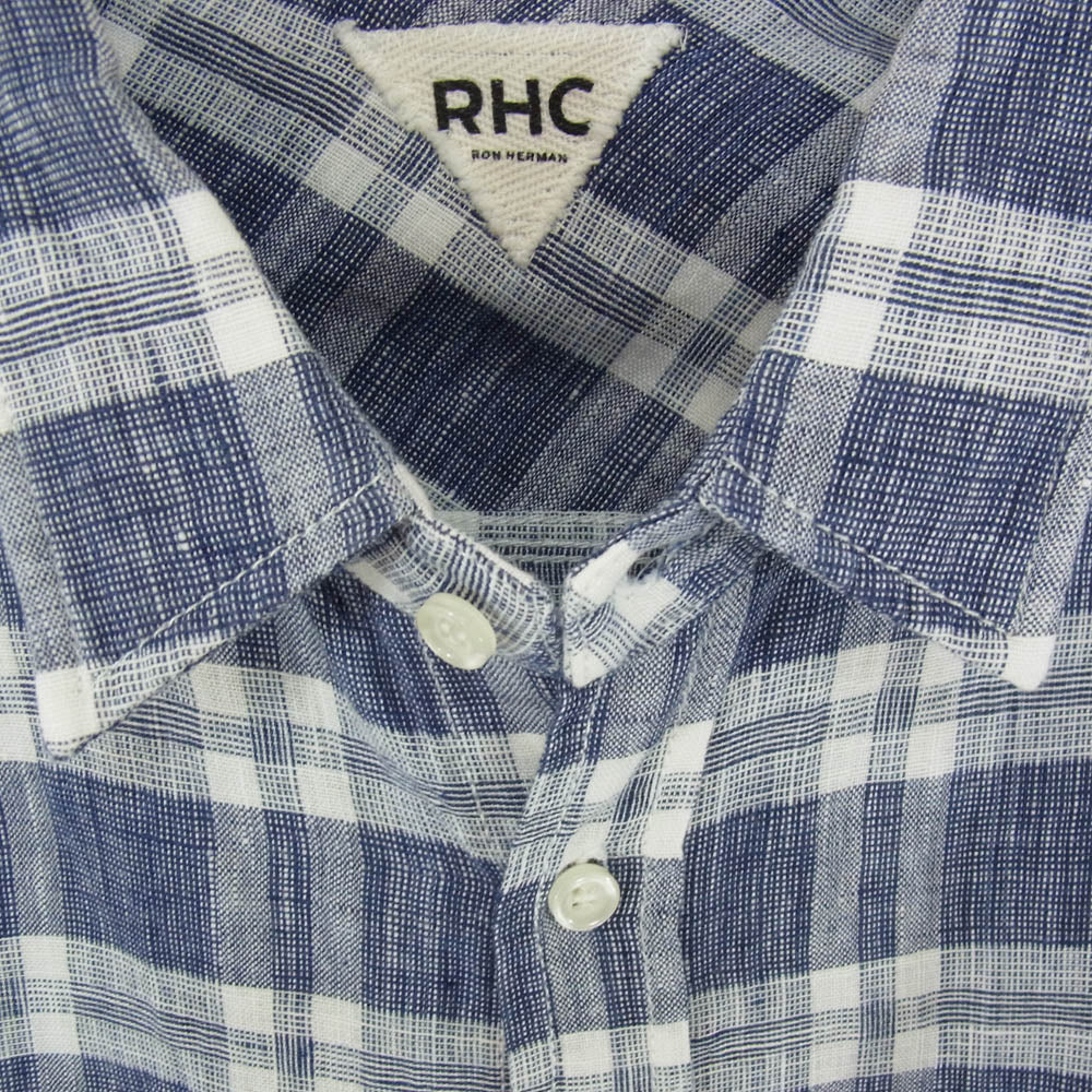 Ron Herman ロンハーマン 412070397-1322 リネン チェック 長袖 シャツ ブルー系 M【中古】