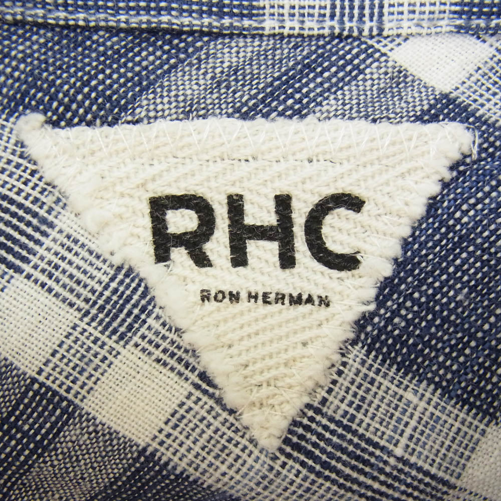 Ron Herman ロンハーマン 412070397-1322 リネン チェック 長袖 シャツ ブルー系 M【中古】