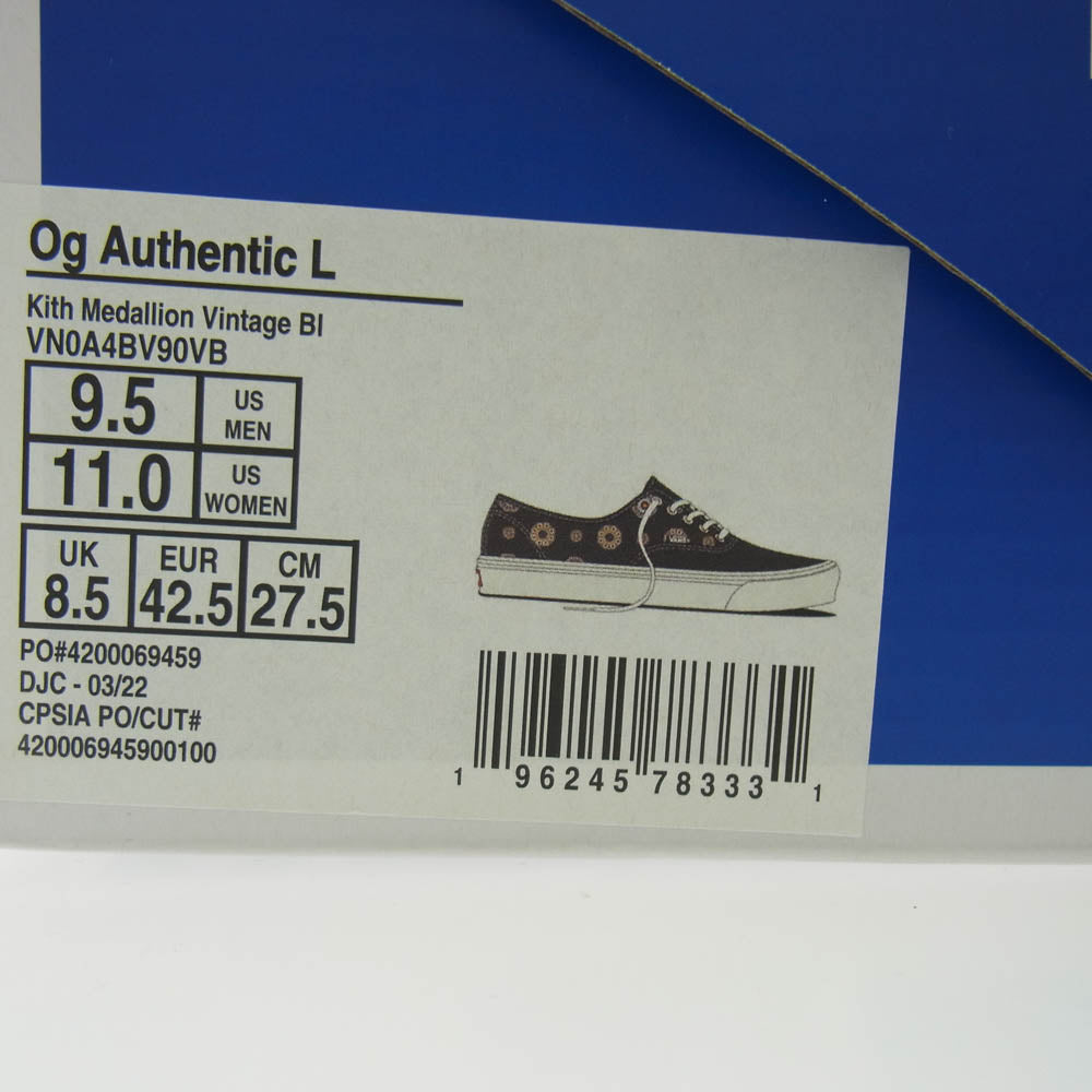 VANS バンズ VN0A4BV90VB × KITH キス OG AUTHENTIC LX Vault Medallion オーセンティック ローカットスニーカー ネイビー系 27.5cm【極上美品】【中古】
