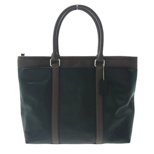 COACH コーチ F54758 オールレザー バイカラー 2WAY ビジネス トートバッグ ブラック系【美品】【中古】