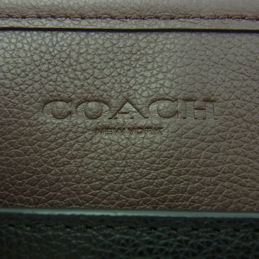 COACH コーチ F54758 オールレザー バイカラー 2WAY ビジネス トートバッグ ブラック系【美品】【中古】