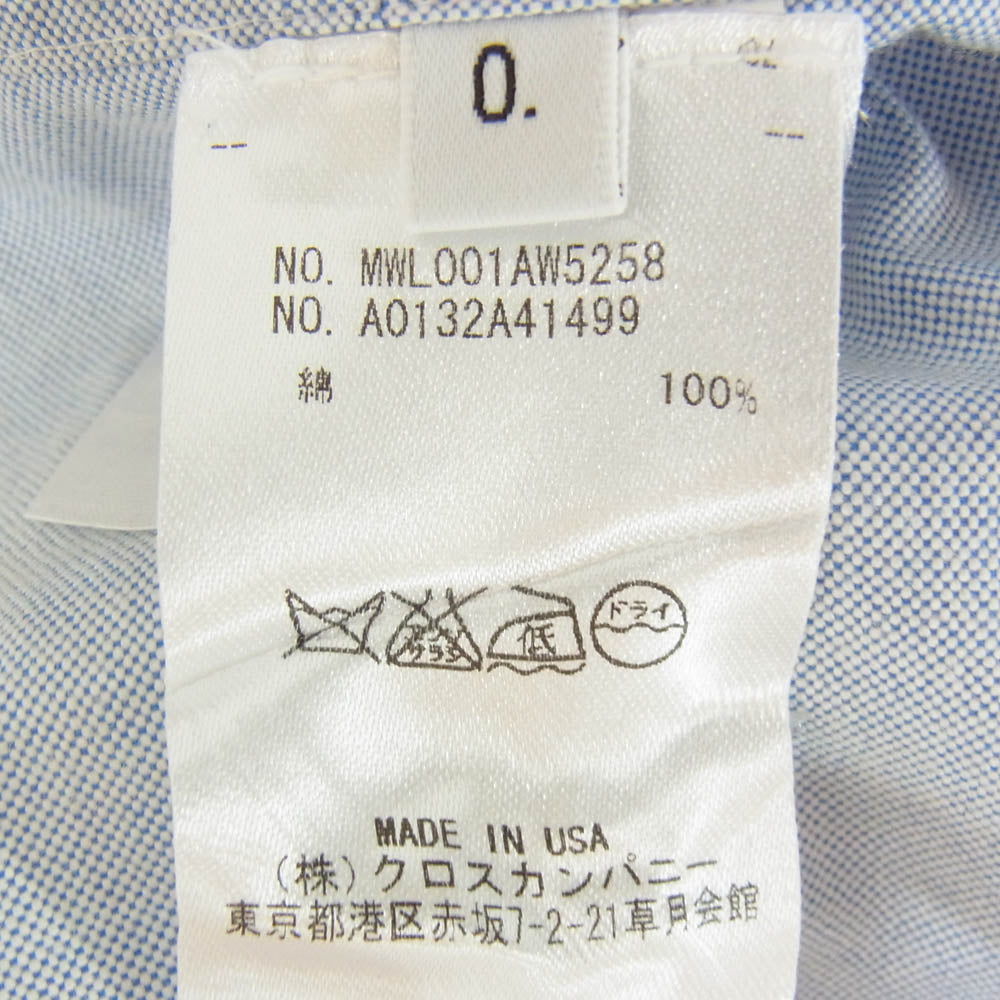 THOM BROWNE トムブラウン MWL001AW5258 ボタンダウン 長袖 シャツ ブルー系 0 【中古】