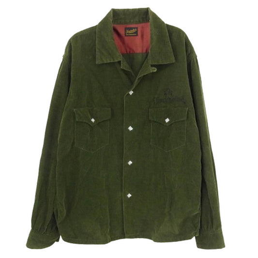 TENDERLOIN テンダーロイン T-CORDUROY SHT チェーン刺繍 コーデュロイ ウエスタンシャツ カーキ系 S【中古】