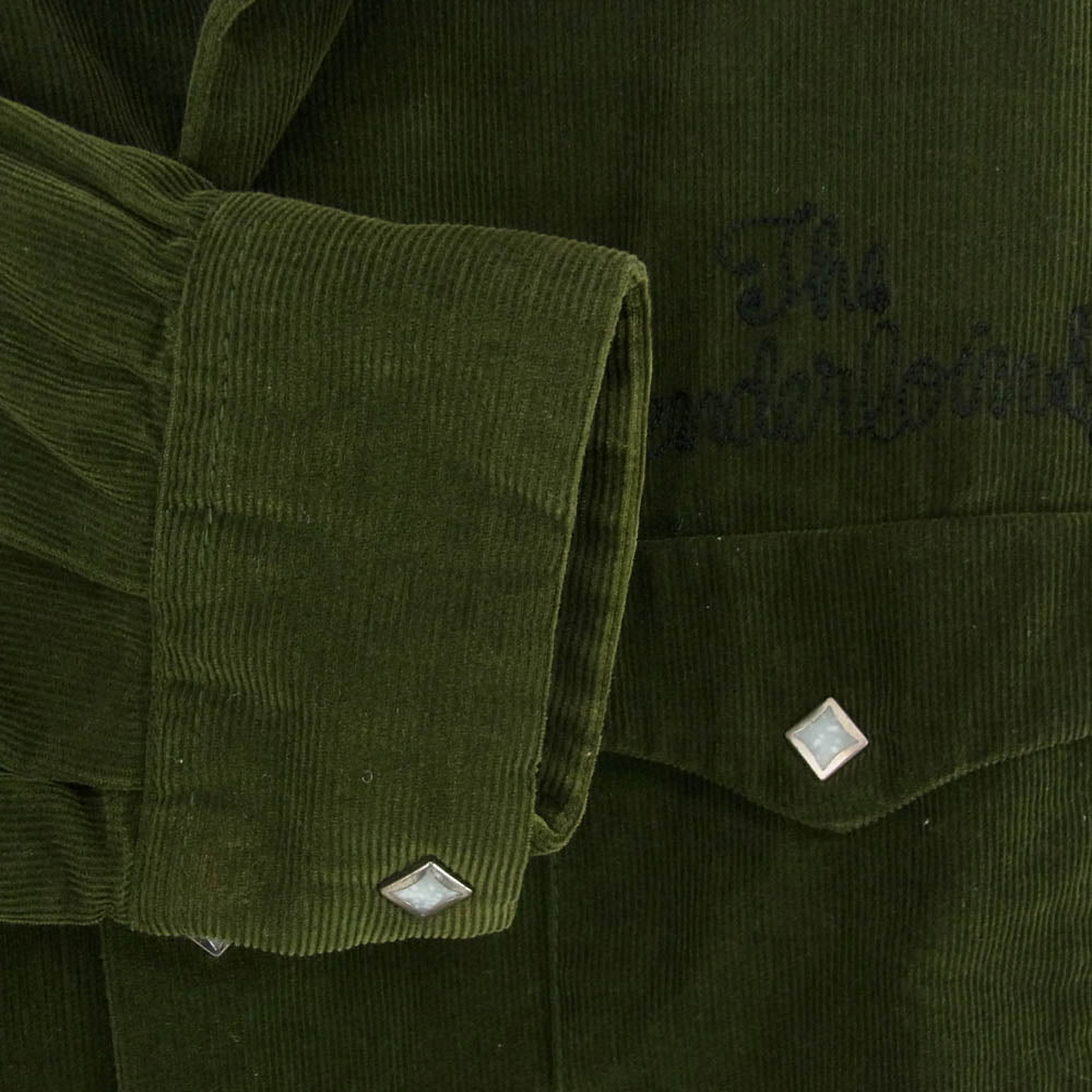 TENDERLOIN テンダーロイン T-CORDUROY SHT チェーン刺繍 コーデュロイ ウエスタンシャツ カーキ系 S【中古】