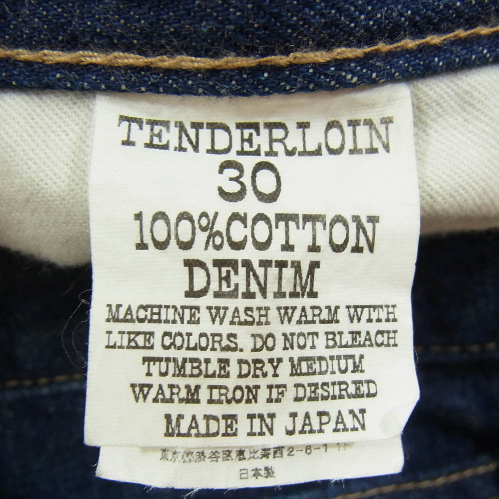 TENDERLOIN テンダーロイン T-RIDERS C TALON ジップ ジッパーフライ セルビッチ 赤耳 デニム パンツ インディゴブルー系 30【中古】