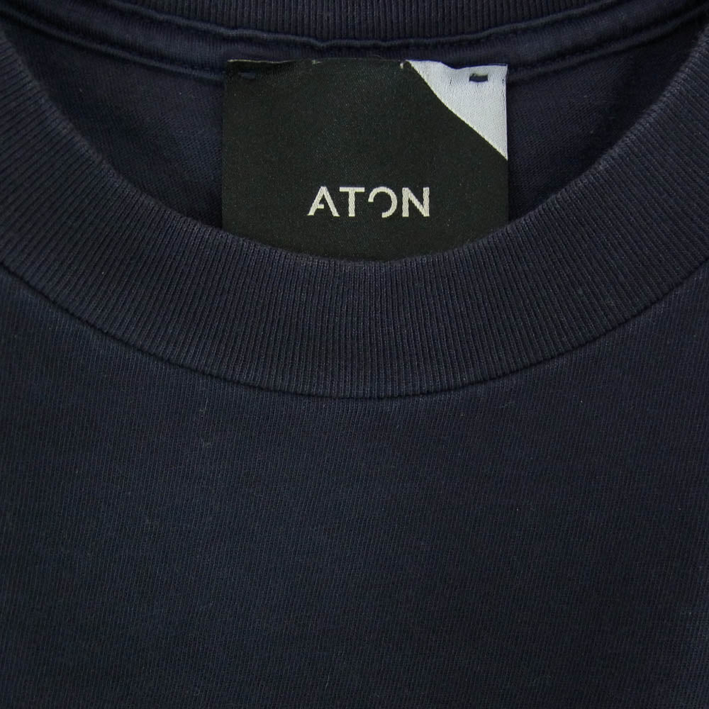 ATON エイトン コットン 半袖 Tシャツ カットソー ネイビー系 04【中古】