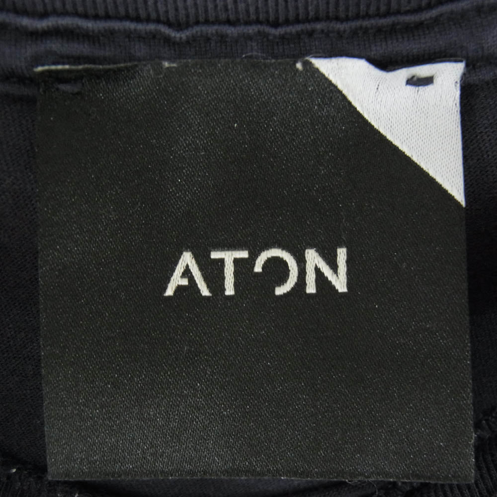 ATON エイトン コットン 半袖 Tシャツ カットソー ネイビー系 04【中古】