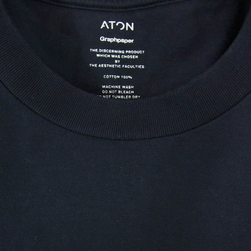 ATON エイトン × Graphpaper グラフペーパー 半袖 Tシャツ カットソー ネイビー系 06【中古】