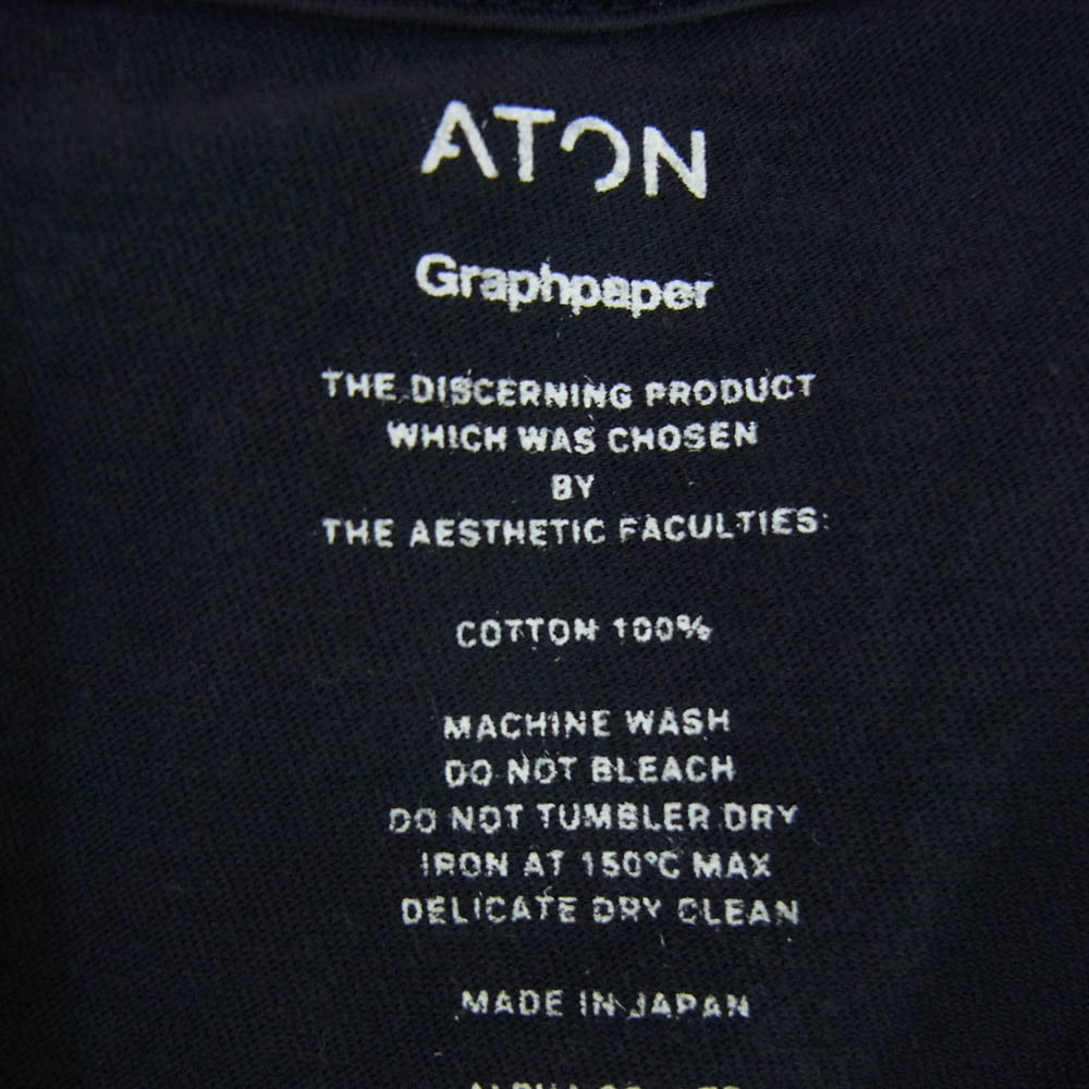 ATON エイトン × Graphpaper グラフペーパー 半袖 Tシャツ カットソー ネイビー系 06【中古】