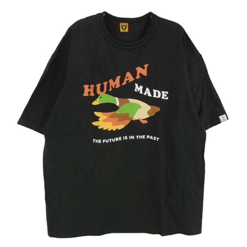 HUMAN MADE ヒューマンメイド FLYING DUCK T-SHIRT フライングダック プリント 半袖 Tシャツ ブラック系 2XL【中古】