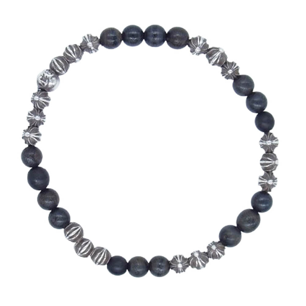 CHROME HEARTS クロムハーツ（原本無） BEAD ビーズ ブレスレット シルバーパーツ19個 ブラック系 シルバー系【中古】