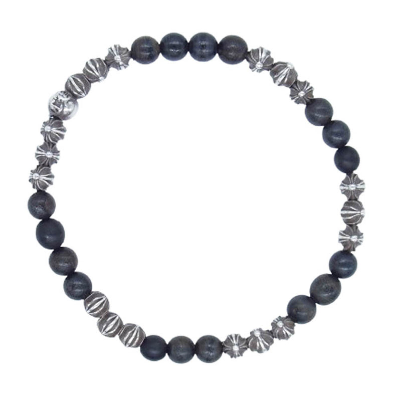 CHROME HEARTS クロムハーツ（原本無） BEAD ビーズ ブレスレット シルバーパーツ19個 ブラック系 シルバー系【中古】