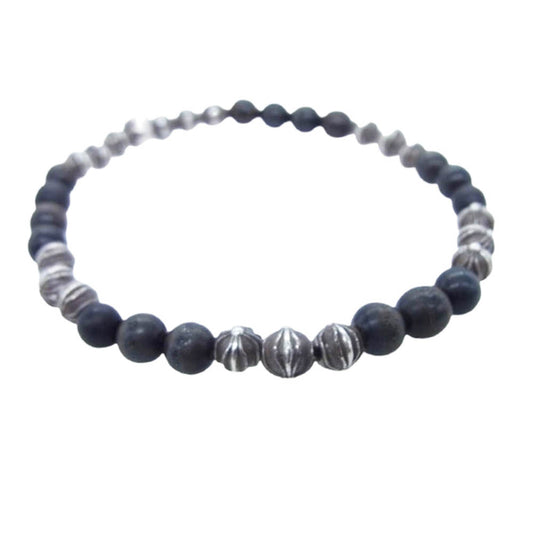 CHROME HEARTS クロムハーツ（原本無） 6mm BEAD ビーズ ブレスレット ブラック系 シルバー系【中古】
