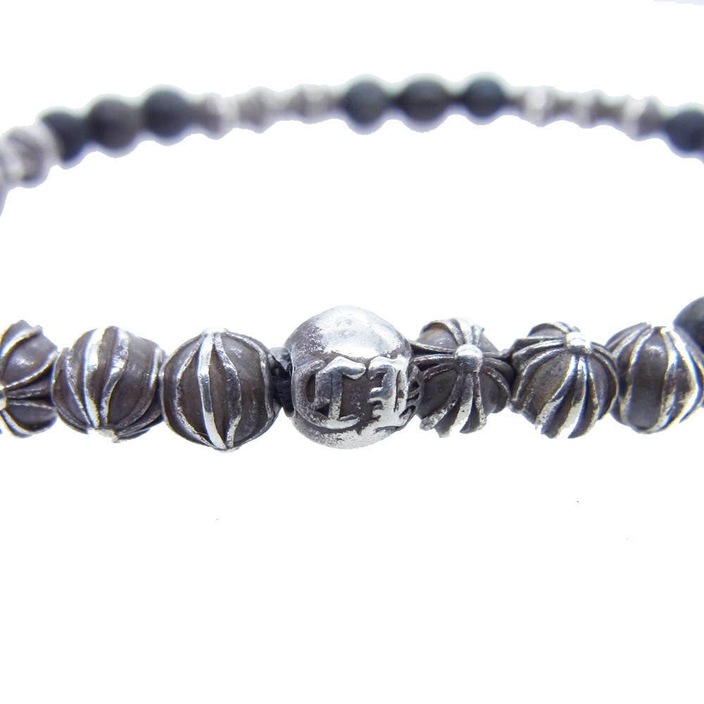 CHROME HEARTS クロムハーツ（原本無） 6mm BEAD ビーズ ブレスレット ブラック系 シルバー系【中古】