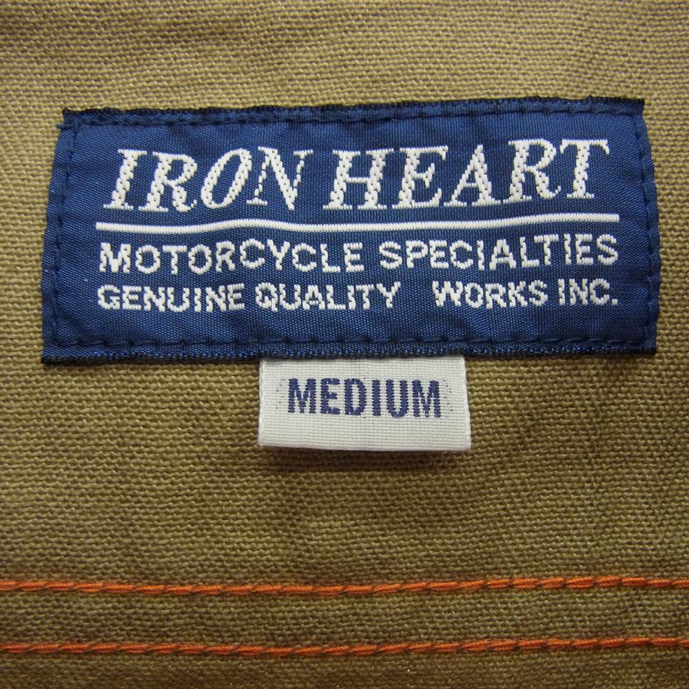 IRON HEART アイアンハート ヘリンボーン コットン ワークジャケット カーキ系 M【中古】