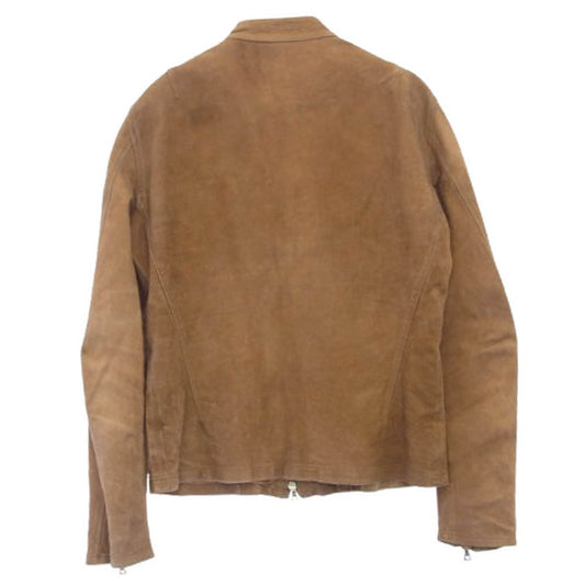 ISAMUKATAYAMA BACKLASH イサムカタヤマバックラッシュ 1255-03 白鞣し 製品後バイオウォッシュ カーフスエード シングル ライダースジャケット ブラウン系 M【中古】