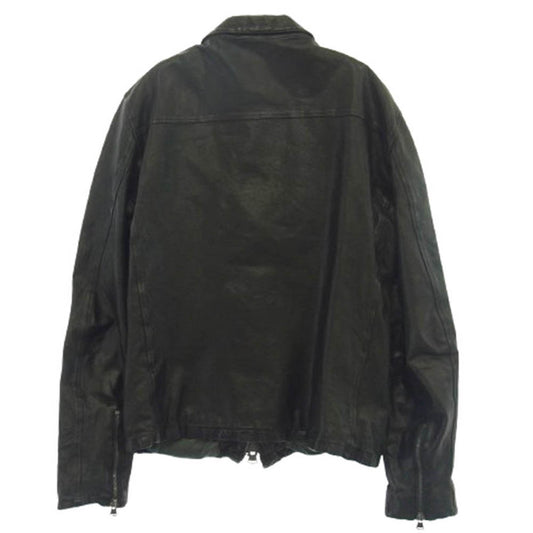 ISAMUKATAYAMA BACKLASH イサムカタヤマバックラッシュ 1772-01 ITALY SHOULDER COMMA 6 GARMENT-DYED JACKET イタリアンショルダー 0.6mm 製品染め 襟付き シングルライダースジャケット ブラック系 2【中古】