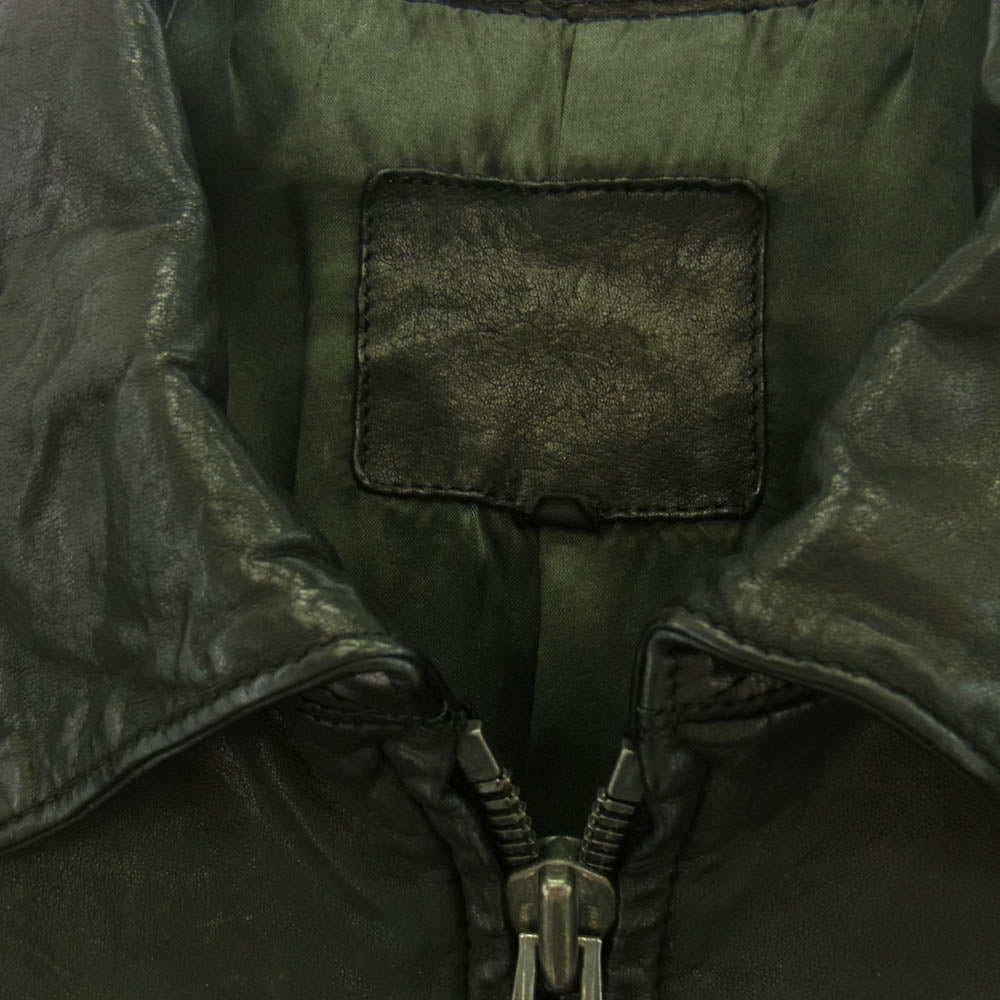 ISAMUKATAYAMA BACKLASH イサムカタヤマバックラッシュ 1772-01 ITALY SHOULDER COMMA 6 GARMENT-DYED JACKET イタリアンショルダー 0.6mm 製品染め 襟付き シングルライダースジャケット ブラック系 2【中古】