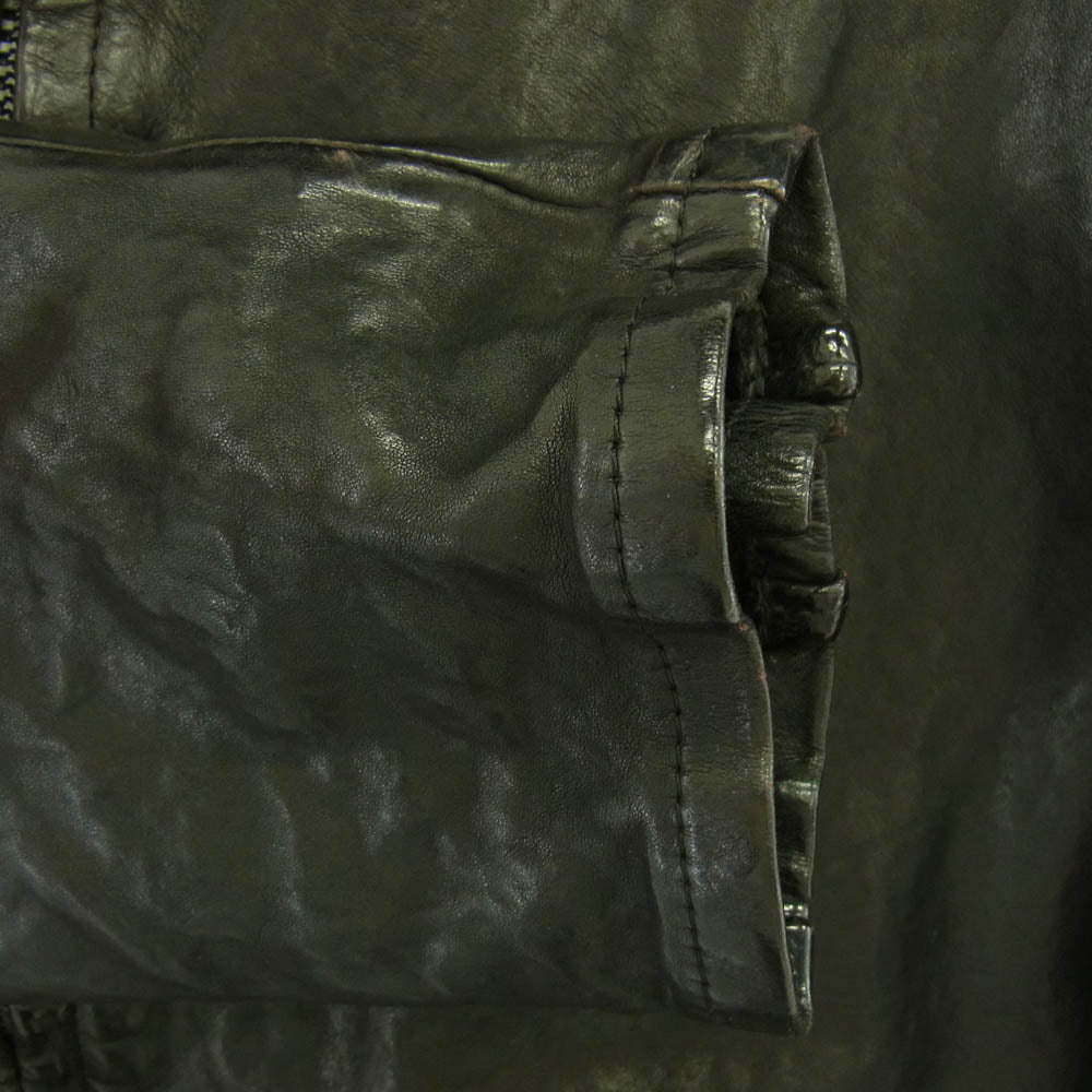 ISAMUKATAYAMA BACKLASH イサムカタヤマバックラッシュ 1254-01 ITALY SHOULDER GARMENT-DYED JACKET 英字ライニング付き イタリアンショルダー 製品染め シングルライダースジャケット ブラック系 M【中古】