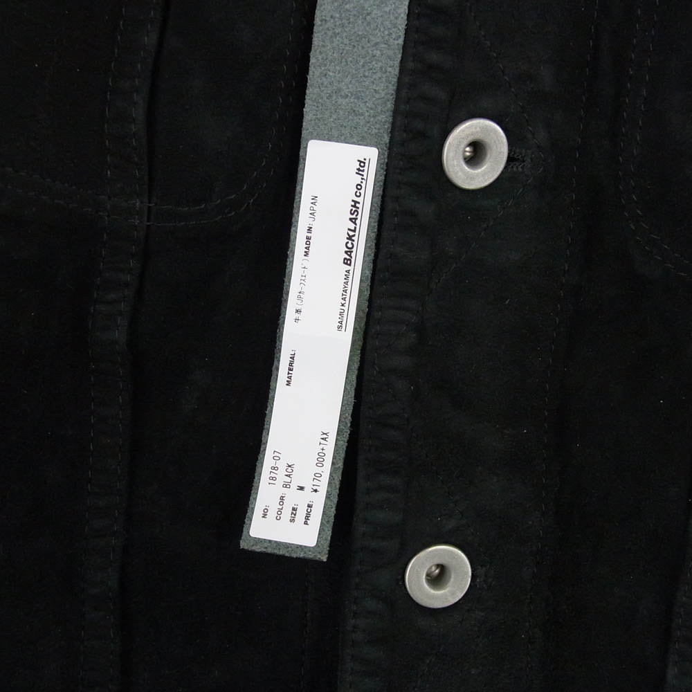 ISAMUKATAYAMA BACKLASH イサムカタヤマバックラッシュ 1878-07 NIGHT RIDE JAPAN CALF GARMENT-DYED JACKET ジャパンカーフ 白鞣し 製品染め ナイトライド スエード Gジャン ジャケット ブラック系 M【中古】