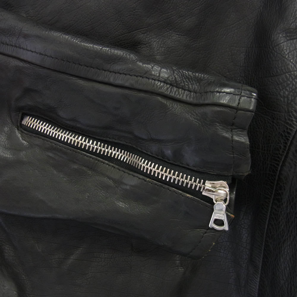 ISAMUKATAYAMA BACKLASH イサムカタヤマバックラッシュ 1498-06 JAPAN CALF GARMENT-DYED JACKET ジャパンカーフ製品染め フード付き ライダースジャケット ブラック系 M【中古】