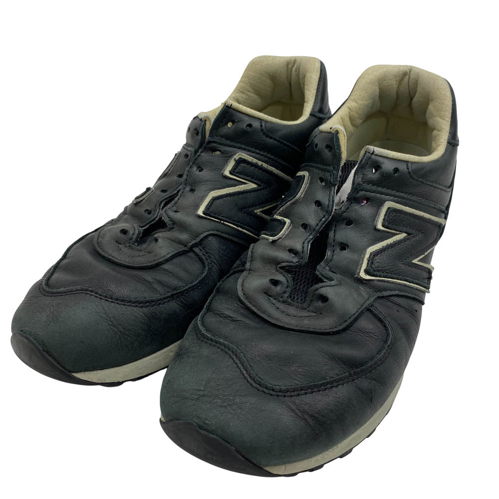 NEW BALANCE ニューバランス M576CKK 576 イングランド製 レザー メッシュタン ローカット スニーカー ブラック系 US８【中古】