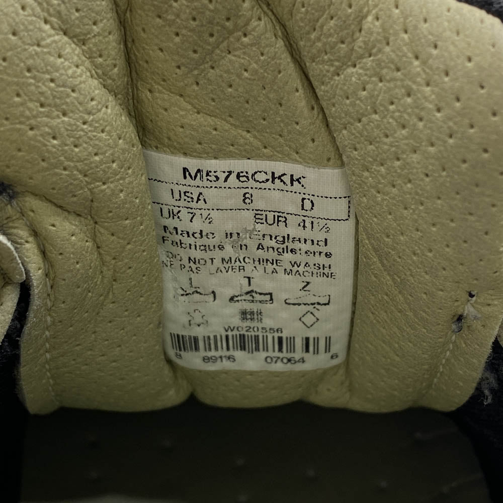 NEW BALANCE ニューバランス M576CKK 576 イングランド製 レザー メッシュタン ローカット スニーカー ブラック系 US８【中古】