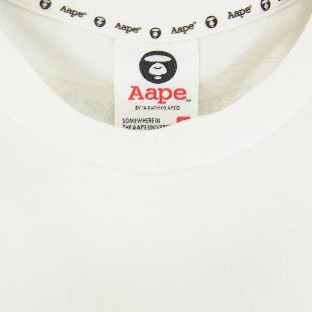 A BATHING APE アベイシングエイプ AAPTEM2999XXA AAPE 裾レイヤード クルーネック 半袖 カットソー Tシャツ ホワイト系 L【中古】