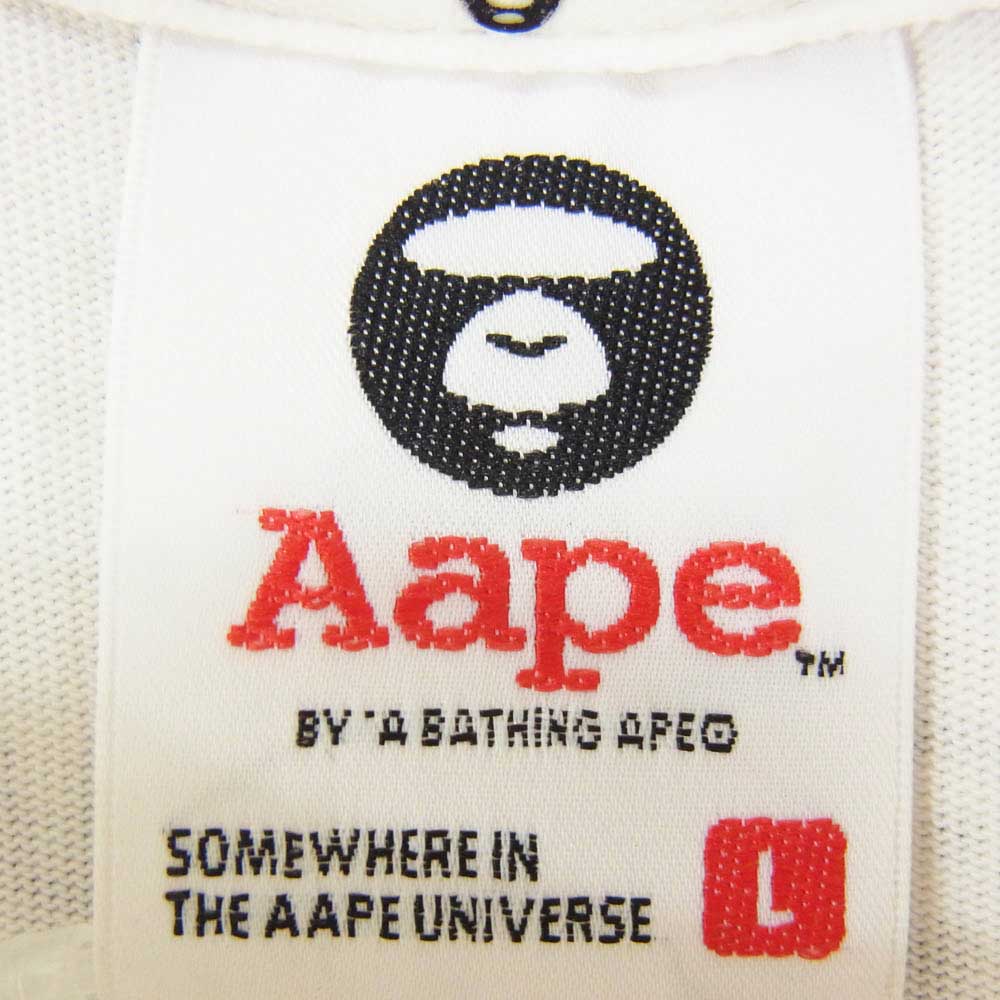 A BATHING APE アベイシングエイプ AAPTEM2999XXA AAPE 裾レイヤード クルーネック 半袖 カットソー Tシャツ ホワイト系 L【中古】
