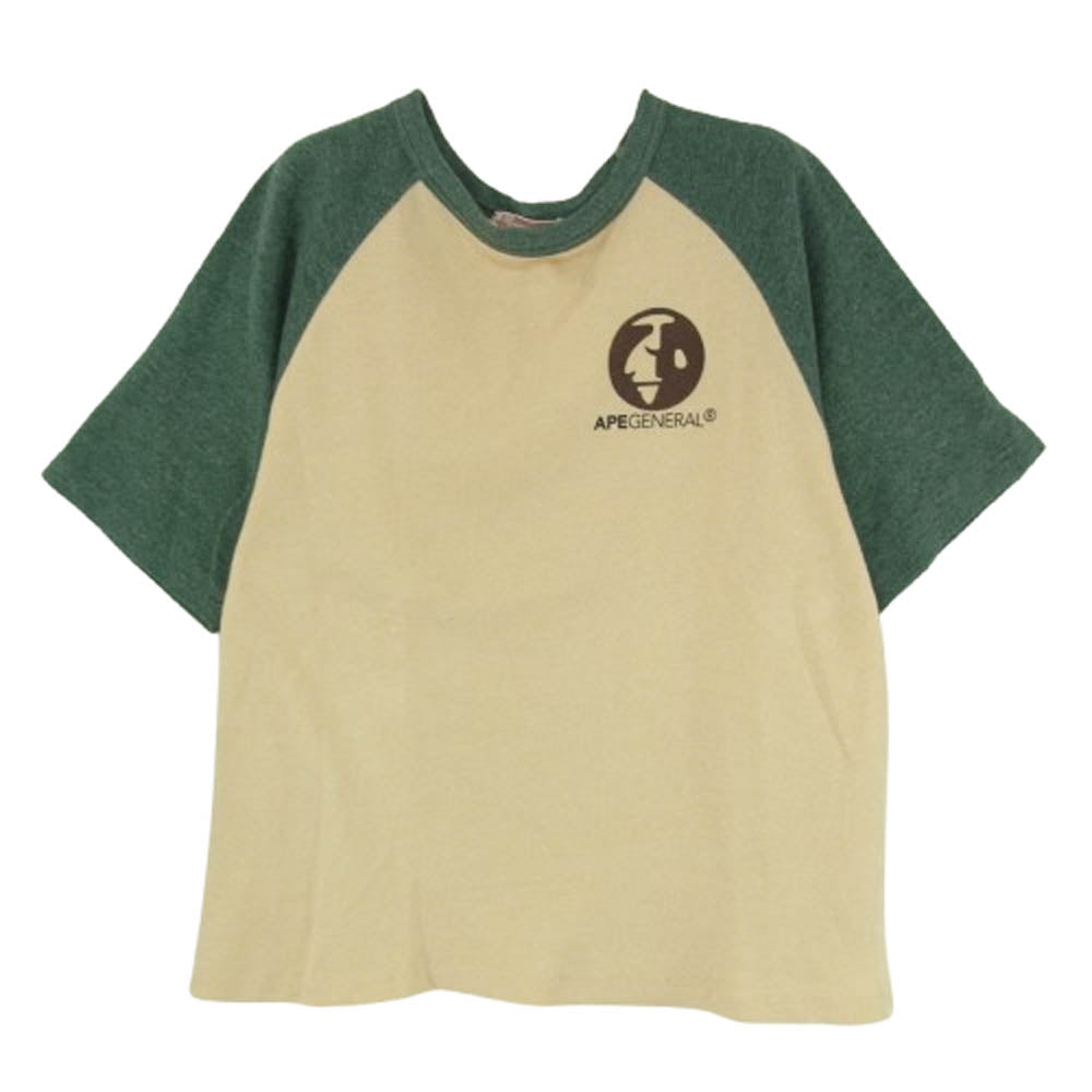 A BATHING APE アベイシングエイプ 90s vintage ヴィンテージ ラグラン スウェット 半袖 Tシャツ ベージュ系 XL【中古】