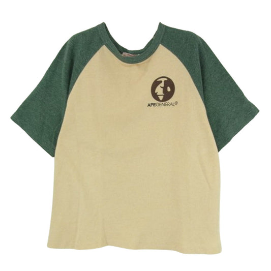 A BATHING APE アベイシングエイプ 90s vintage ヴィンテージ ラグラン スウェット 半袖 Tシャツ ベージュ系 XL【中古】