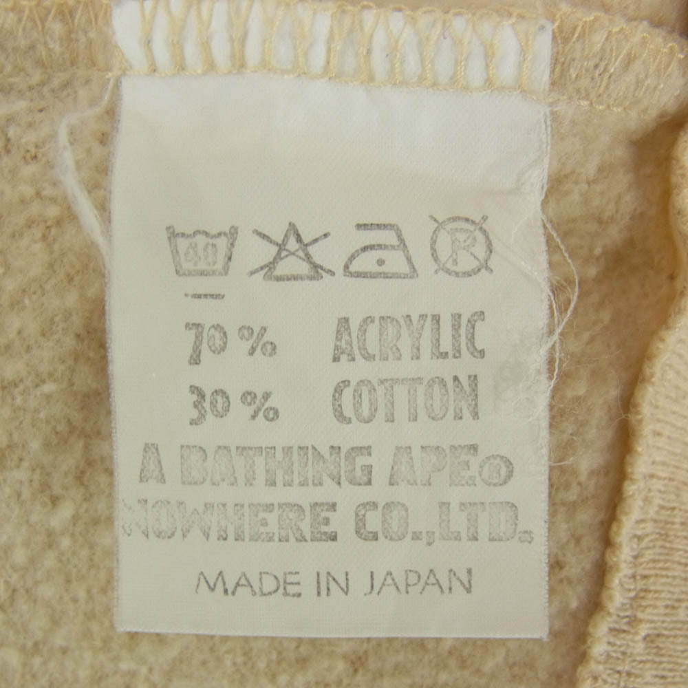 A BATHING APE アベイシングエイプ 90s vintage ヴィンテージ ラグラン スウェット 半袖 Tシャツ ベージュ系 XL【中古】
