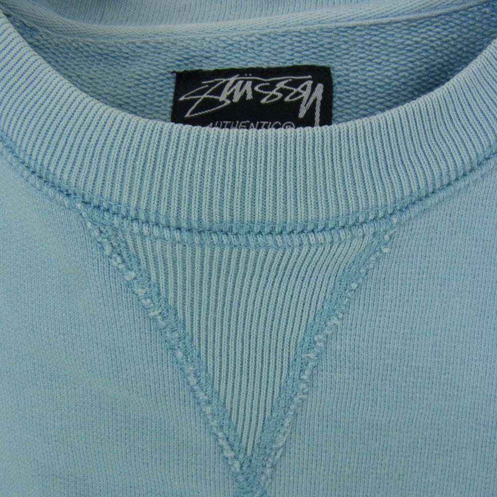 STUSSY ステューシー AUTHENTIC 無地 長袖 スウェット トレーナー ライトブルー系 L【中古】