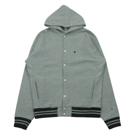 Champion チャンピオン C3-E124 REVERSE WEAVE リバース ウェーブ SNAP BOTTON HOODIE SWEAT CARDIGAN スナップ ボタン フーディー スウェット カーディガン グレー系 XL【中古】