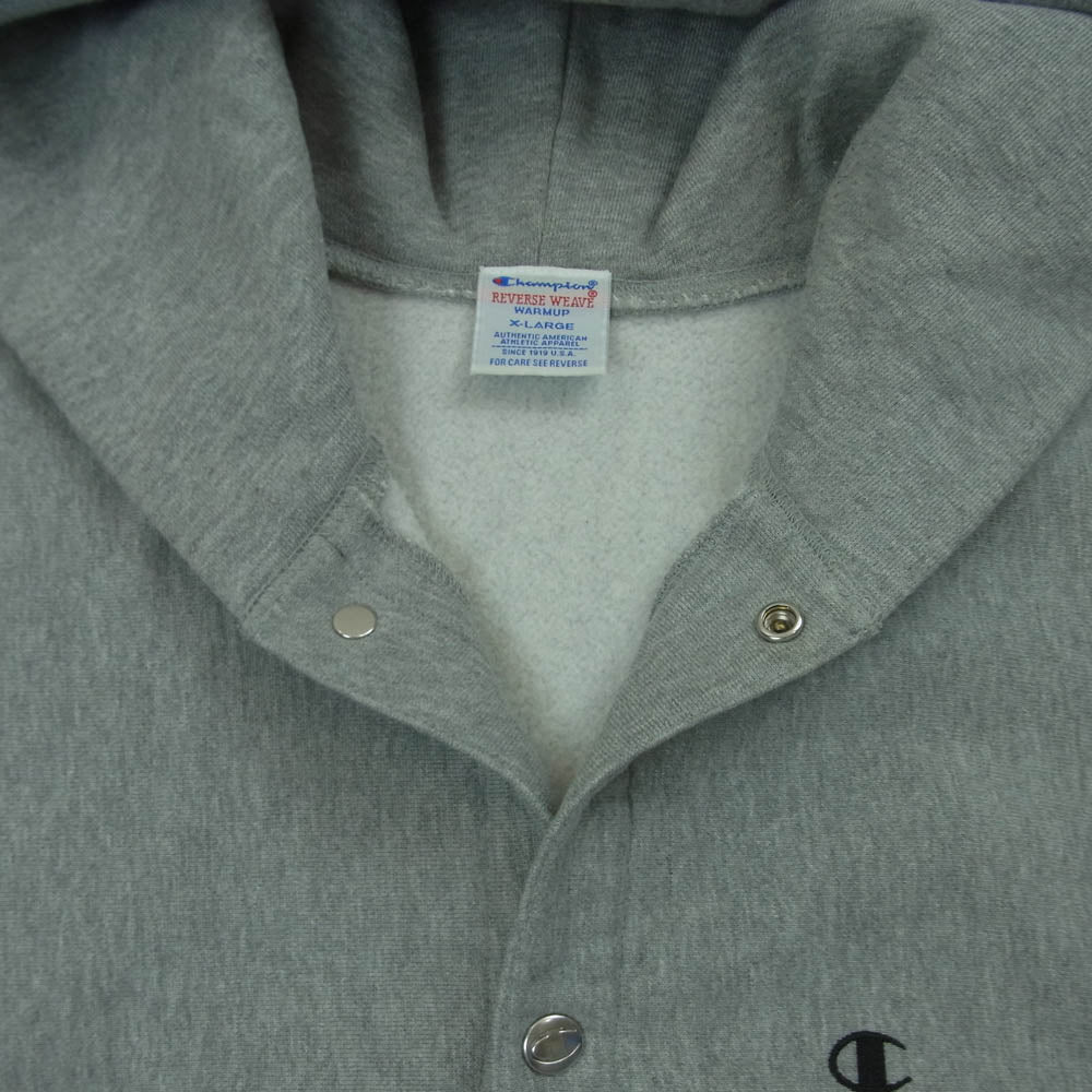 Champion チャンピオン C3-E124 REVERSE WEAVE リバース ウェーブ SNAP BOTTON HOODIE SWEAT CARDIGAN スナップ ボタン フーディー スウェット カーディガン グレー系 XL【中古】