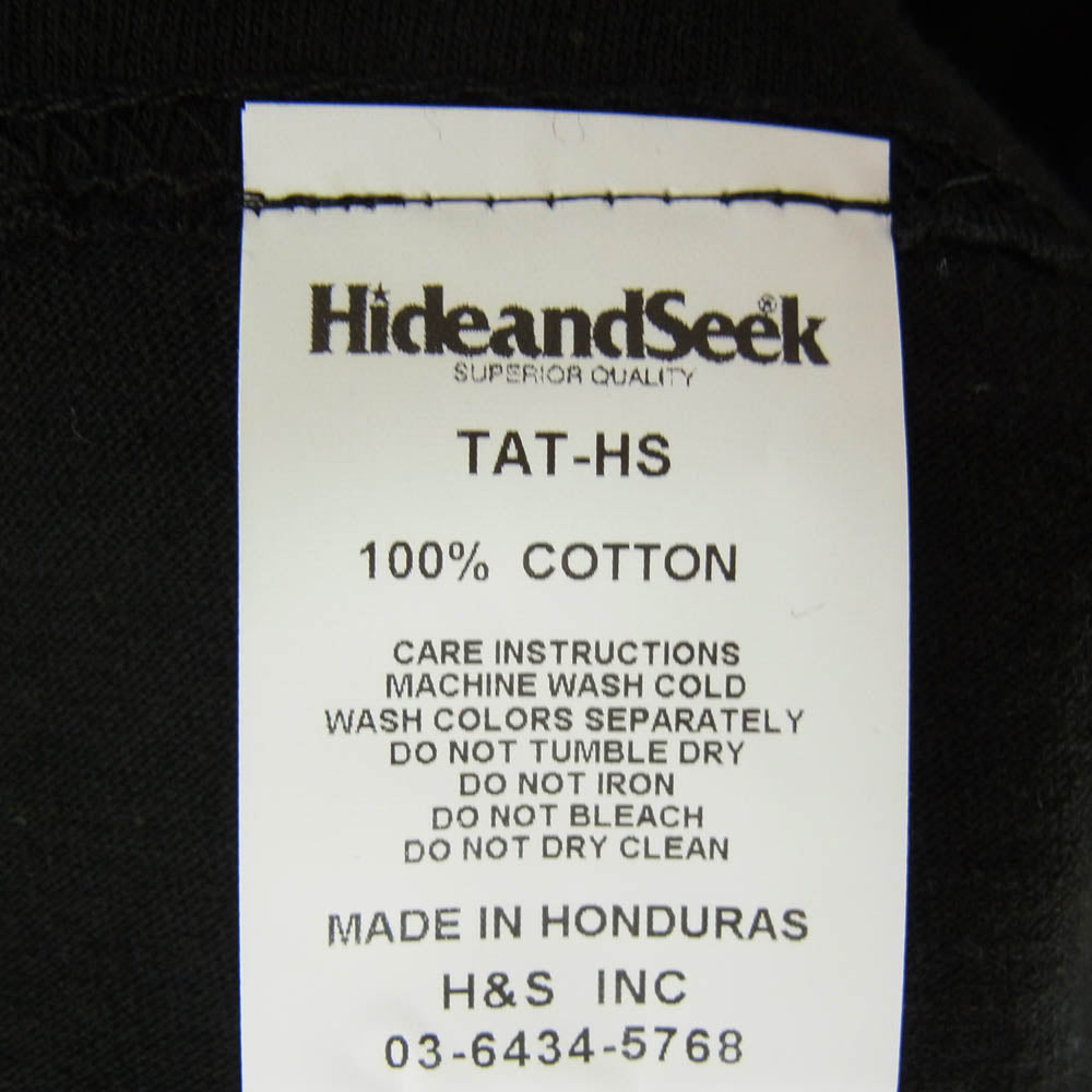 HideandSeek ハイドアンドシーク TAT HAS Team TEE 半袖 カットソー Ｔシャツ ブラック系 L【新古品】【未使用】【中古】