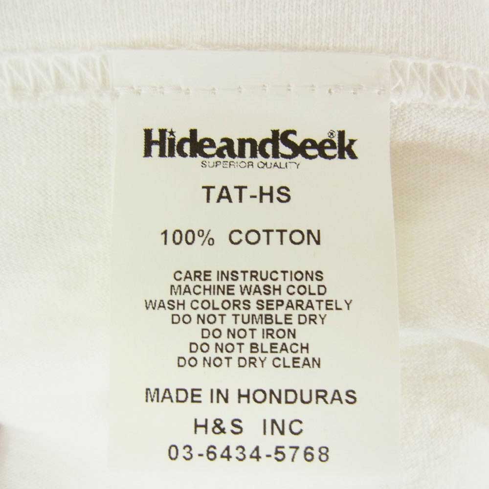 HideandSeek ハイドアンドシーク TAT HAS Team TEE 半袖 カットソー Ｔシャツ ホワイト系 L【新古品】【未使用】【中古】