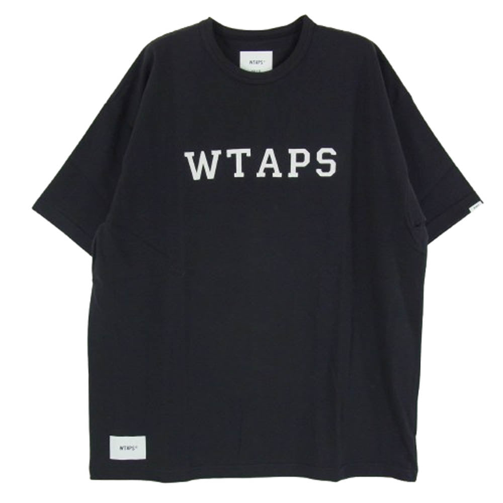 WTAPS ダブルタップス 24SS 241ATDT-CSM21 ACADEMY SS COTTON フロントロゴ アカデミー クルーネック Tシャツ 半袖カットソー ネイビー系 3【新古品】【未使用】【中古】