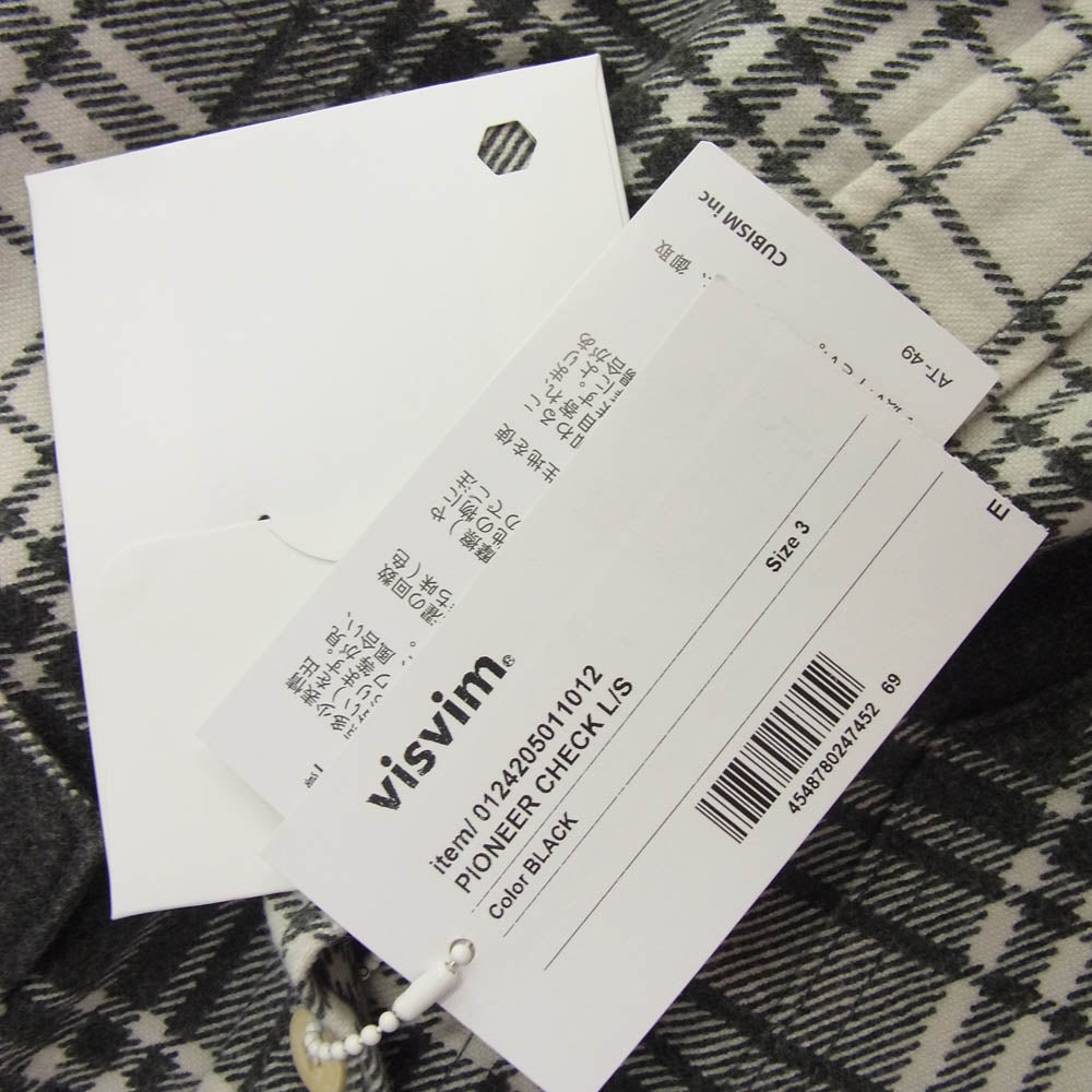 VISVIM ビズビム 24AW 124205011012 PIONEER CHECK L/S パイオニア チェック ロングスリーブ 長袖 シャツ ブラック系 3【新古品】【未使用】【中古】