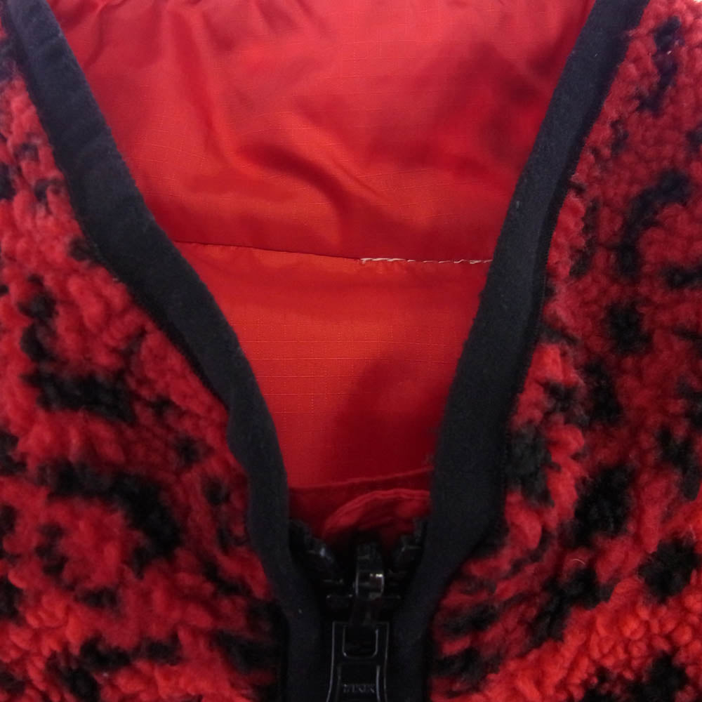 Supreme シュプリーム 17AW ワングラム期 Leopard Fleece Reversible Jacket レオパード フリース リバーシブル ジャケット L レッド系 ブラック系 L【美品】【中古】