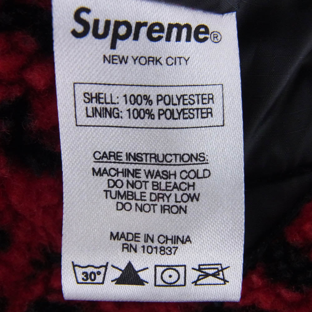 Supreme シュプリーム 17AW ワングラム期 Leopard Fleece Reversible Jacket レオパード フリース リバーシブル ジャケット L レッド系 ブラック系 L【美品】【中古】