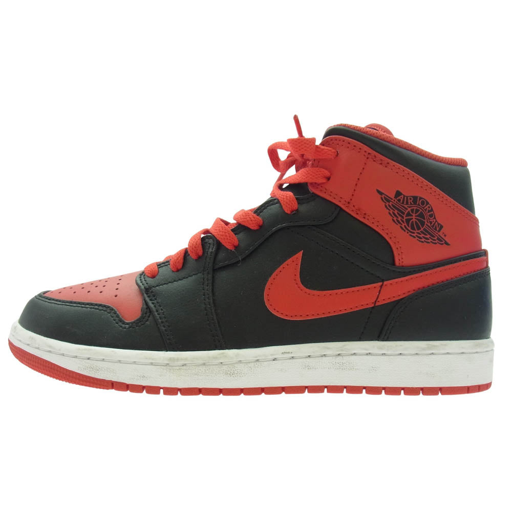 NIKE ナイキ DQ8426-060 Air Jordan 1 Mid Bred Toe エアジョーダン1 ミッド ブレッドトゥ ハイカット スニーカー ブラック系 レッド系 26cm【中古】