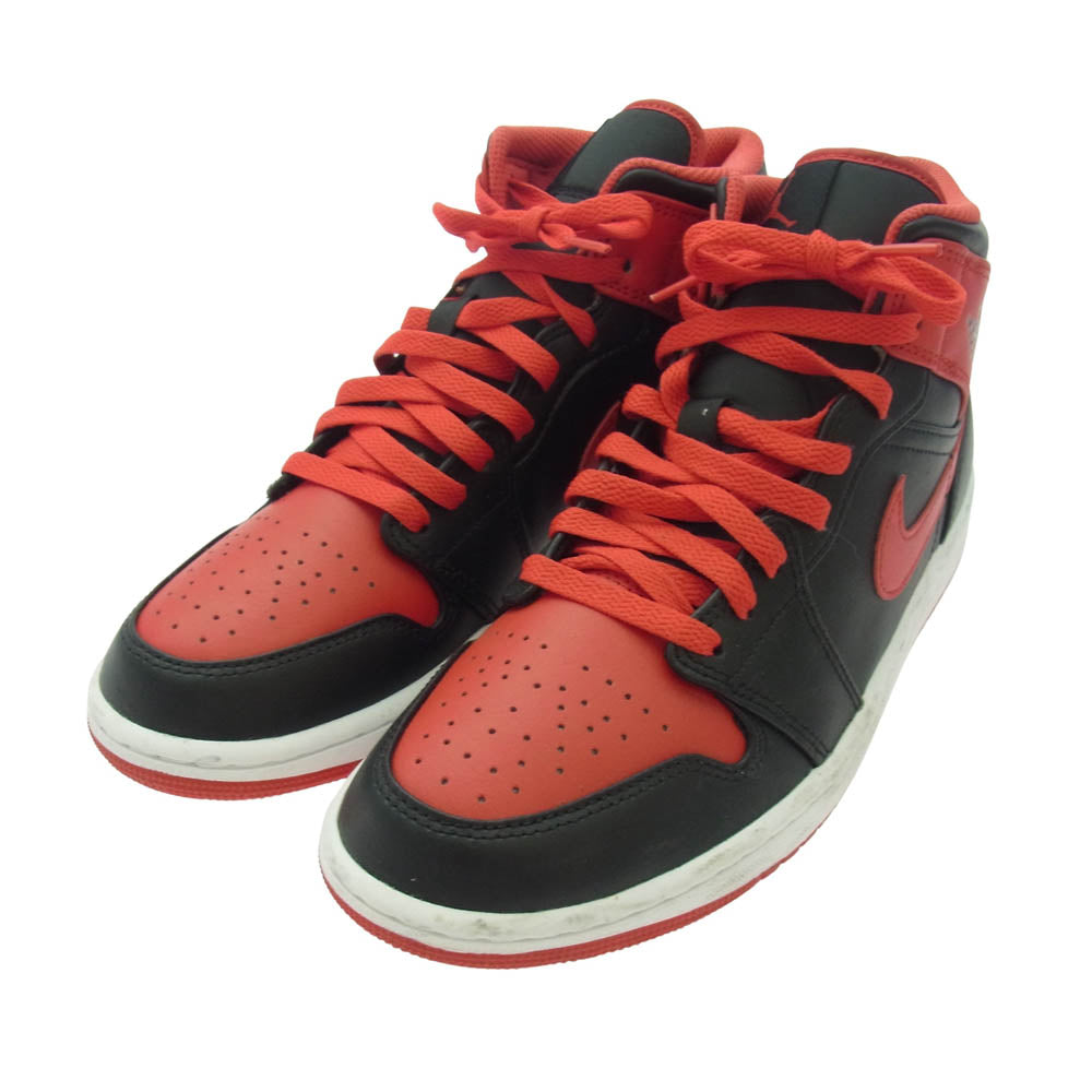 NIKE ナイキ DQ8426-060 Air Jordan 1 Mid Bred Toe エアジョーダン1 ミッド ブレッドトゥ ハイカット スニーカー ブラック系 レッド系 26cm【中古】