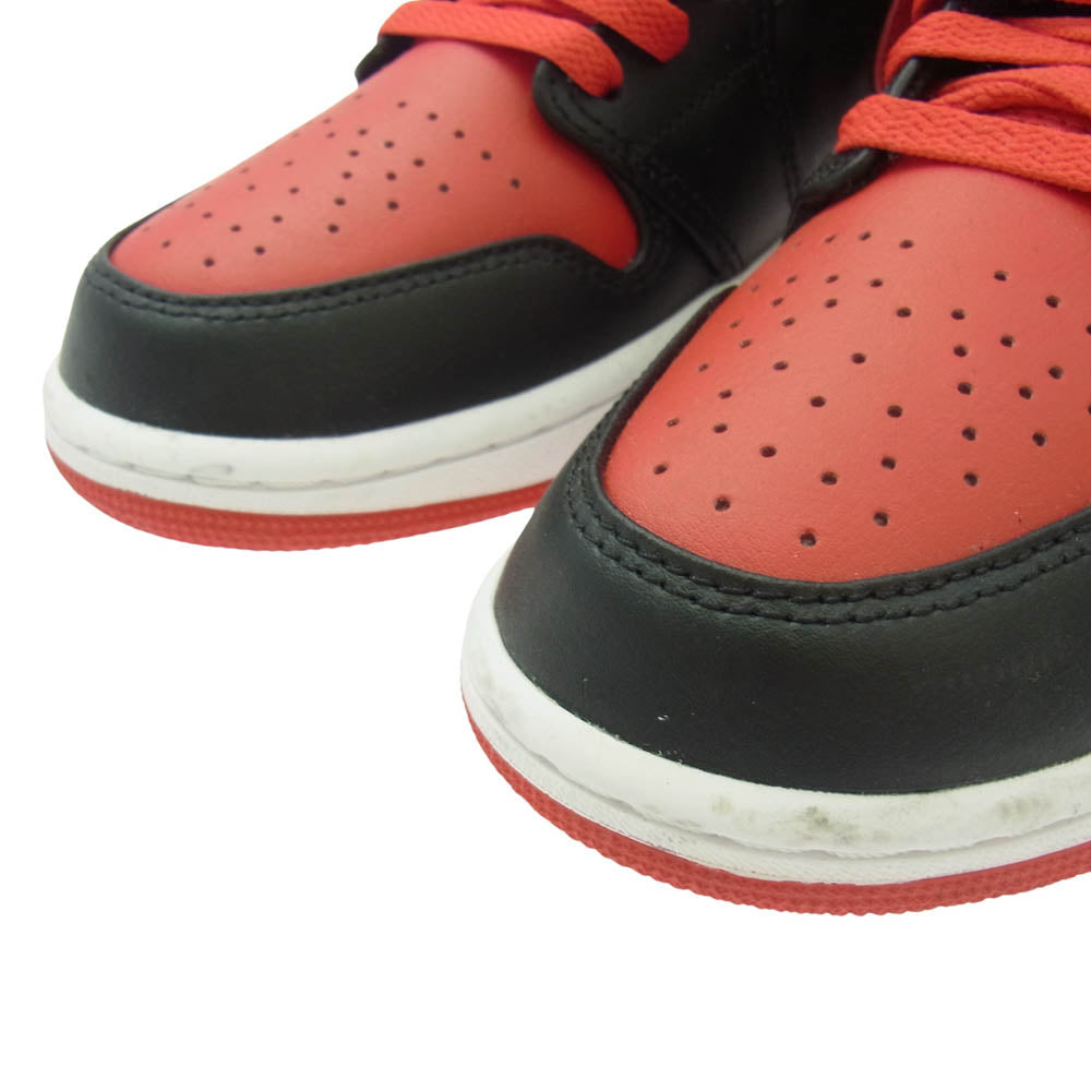 NIKE ナイキ DQ8426-060 Air Jordan 1 Mid Bred Toe エアジョーダン1 ミッド ブレッドトゥ ハイカット スニーカー ブラック系 レッド系 26cm【中古】