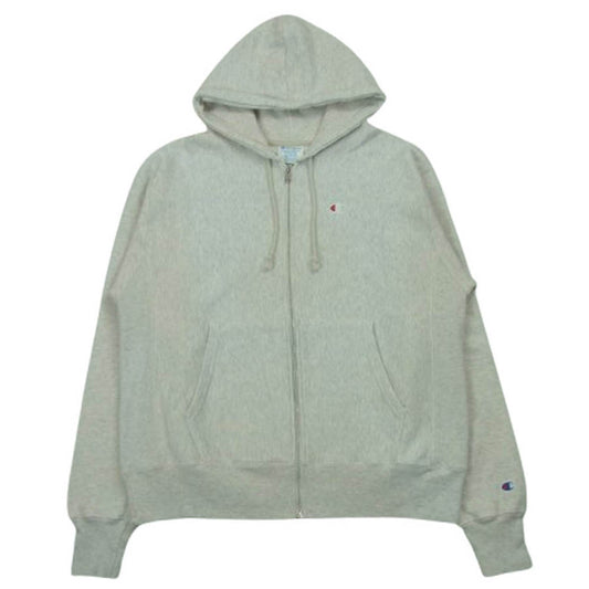 Champion チャンピオン GF69 12OZ REVERSE WEAVE FULL ZIP HOOD リバースウィーブ ジップアップ スウェット パーカー オフホワイト系 ライトグレー系 M【中古】