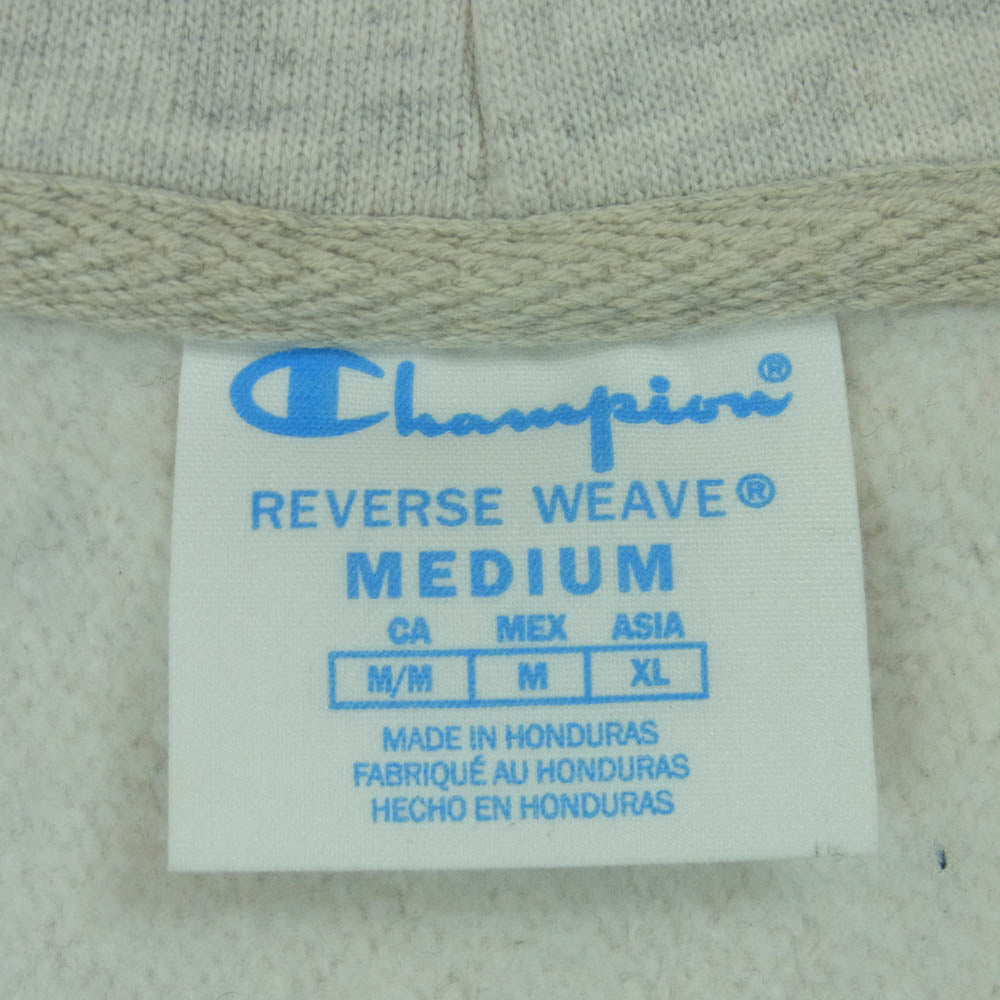 Champion チャンピオン GF69 12OZ REVERSE WEAVE FULL ZIP HOOD リバースウィーブ ジップアップ スウェット パーカー オフホワイト系 ライトグレー系 M【中古】
