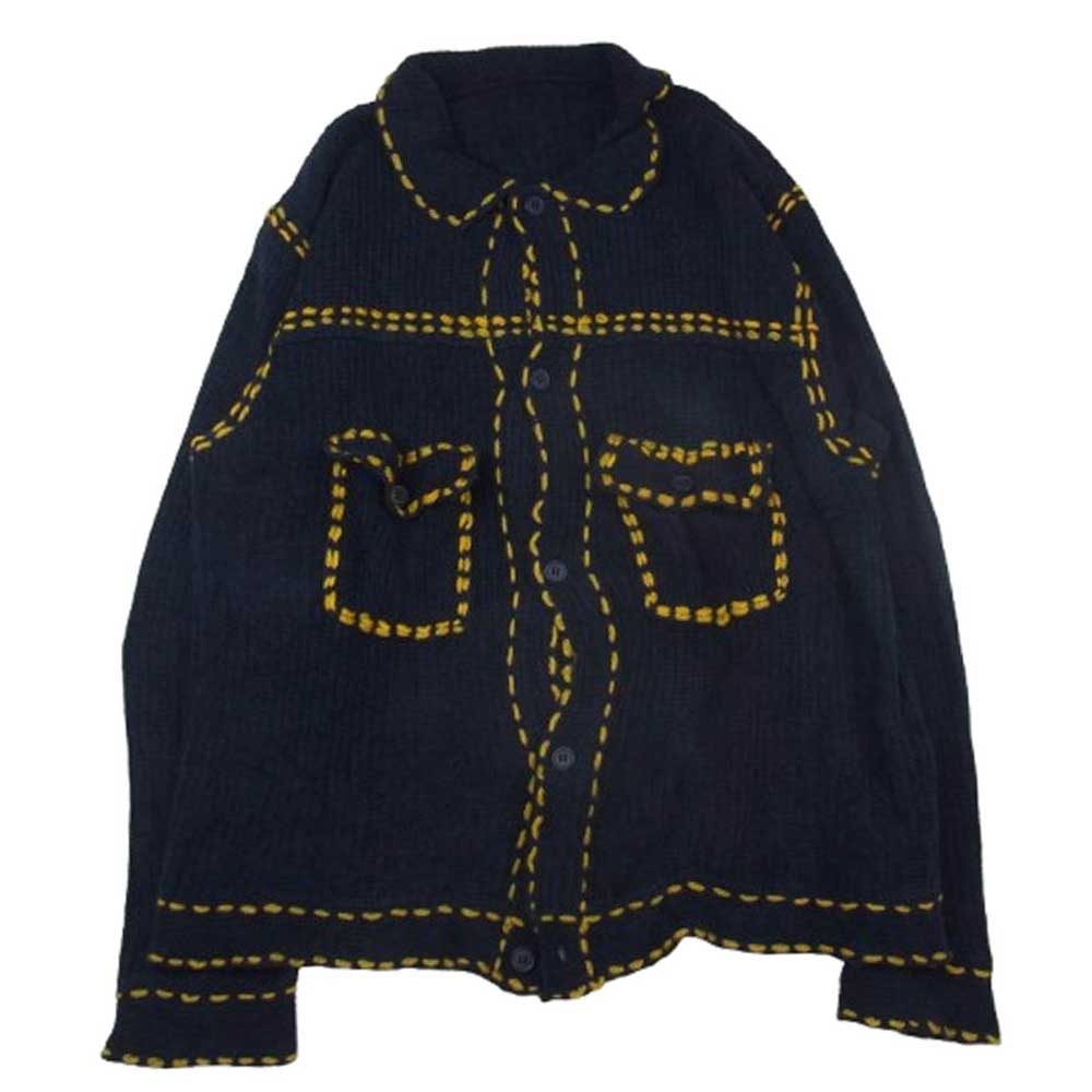 フィンガリン PD-222-KN-011 PG1 KNIT NAVY ステッチ デザイン ニット カーディガン ネイビー系 L【中古】