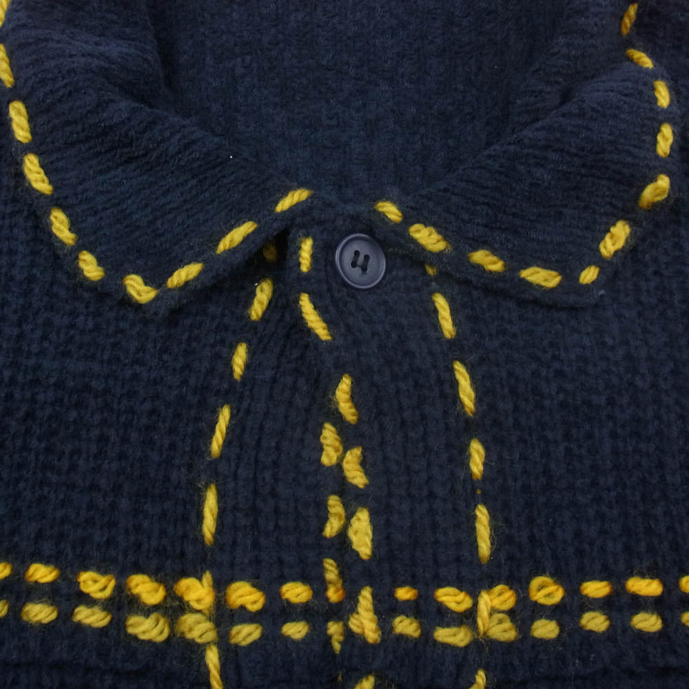 フィンガリン PD-222-KN-011 PG1 KNIT NAVY ステッチ デザイン ニット カーディガン ネイビー系 L【中古】