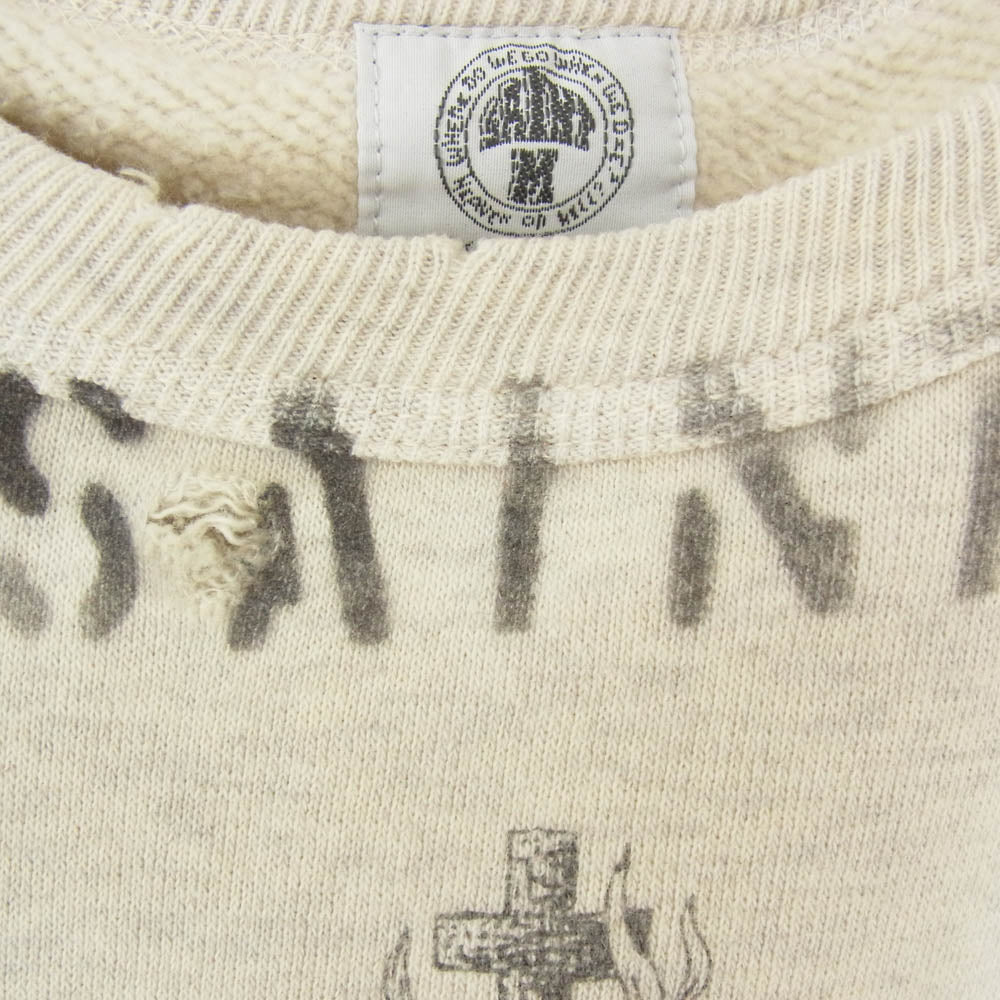 SAINT MICHAEL セントマイケル 22SS SM-S22-0000-078 × KAWAMURA KOSUKE 河村康輔 SAINT Mxxxxxx ヴィンテージ ダメージ加工 クルーネック スウェット シャツ グレー系 M【中古】